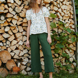 PUGLIA straight cut cropped linen pants