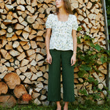 PUGLIA straight cut cropped linen pants