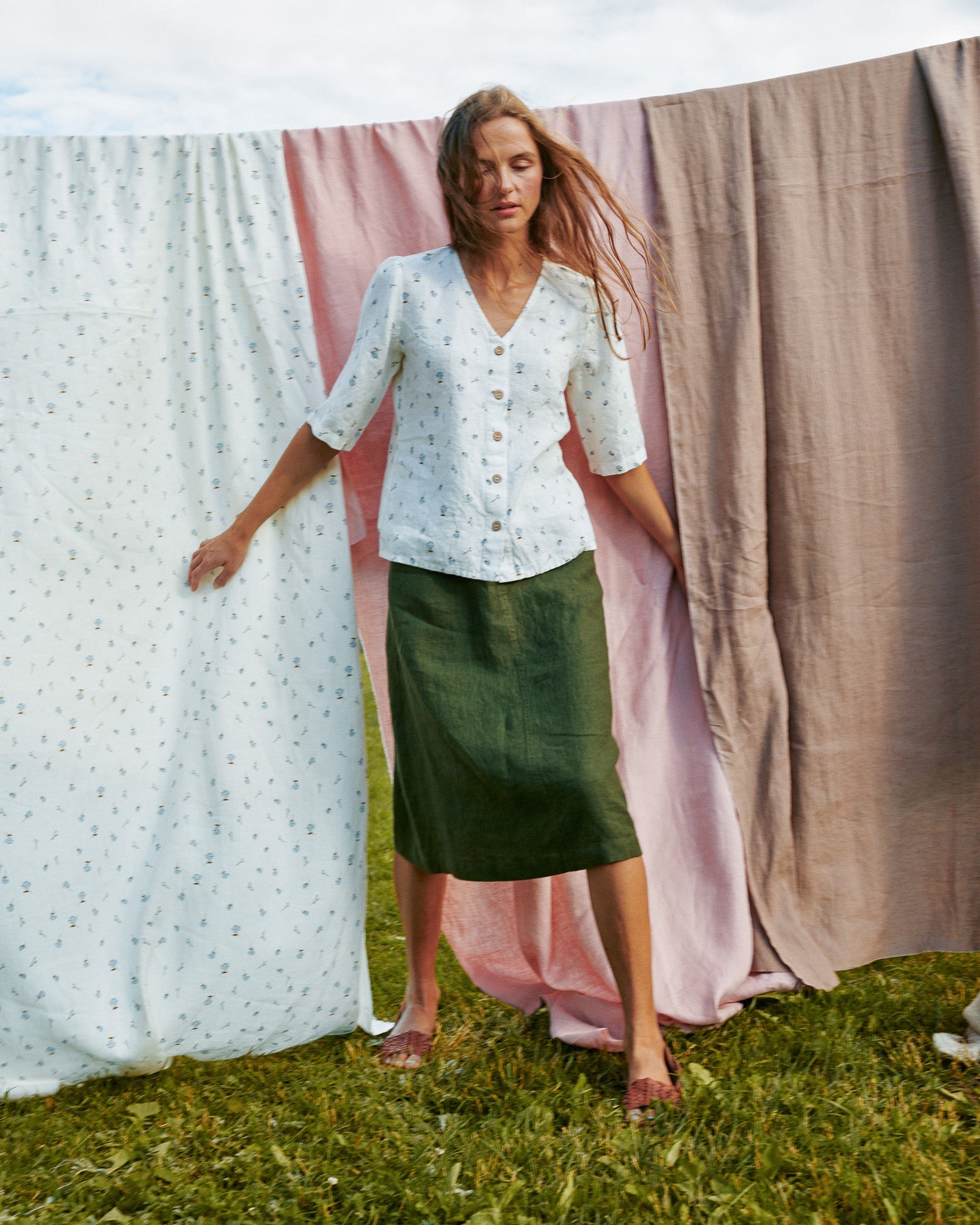 ISLA elbow sleeve top linen - notperfectlinen