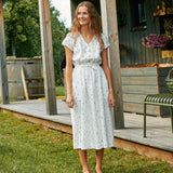 R: REINE waisted linen dress (Size: M/L; Color: Admiral Blue)
