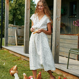 R: REINE waisted linen dress (Size: M/L; Color: Admiral Blue)