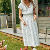 R: REINE waisted linen dress (Size: M/L; Color: Admiral Blue)
