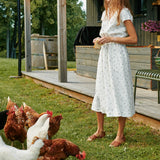 R: REINE waisted linen dress (Size: M/L; Color: Admiral Blue)