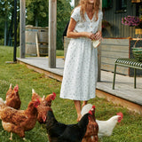 R: REINE waisted linen dress (Size: M/L; Color: Admiral Blue)