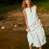 PATNA drop ruffle linen dress