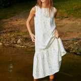 PATNA drop ruffle linen dress