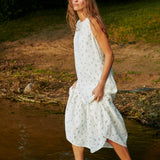 PATNA drop ruffle linen dress