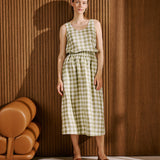 SION gathered linen skirt