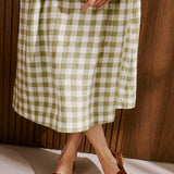 R: SION gathered linen skirt (Size: M; Color: Natural/White gingham)