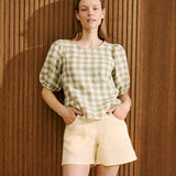 CARMEL puff sleeve linen top