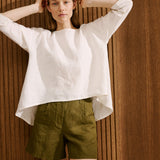 LEAF cropped front linen top