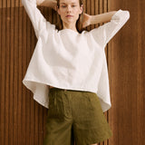 LEAF cropped front linen top