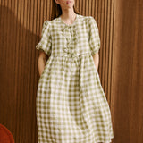 ROSEMARY bow tie linen dress