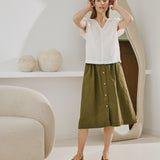 MARSEILLE linen front snap skirt