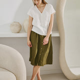 MARSEILLE linen front snap skirt