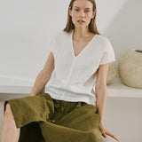 MARSEILLE linen front snap skirt