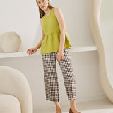 R: EZE linen peplum top (Size: L; Color: Moss Green)