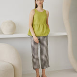 R: EZE linen peplum top (Size: L; Color: Moss Green)