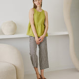R: EZE linen peplum top (Size: L; Color: Moss Green)