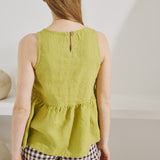 R: EZE linen peplum top (Size: L; Color: Moss Green)