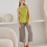 R: EZE linen peplum top (Size: L; Color: Moss Green)