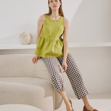 R: EZE linen peplum top (Size: L; Color: Moss Green)