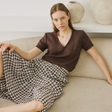LUCA V-neck fitted linen top