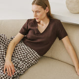 LUCA V-neck fitted linen top