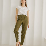 R: SIENNA fitted linen top (Size: S; Color: Moss Green)