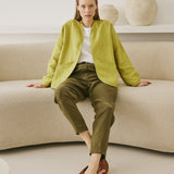 R: SIENNA fitted linen top (Size: S; Color: Moss Green)