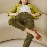 R: SIENNA fitted linen top (Size: S; Color: Moss Green)