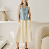 SION gathered linen skirt
