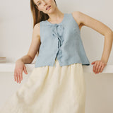 R: SION gathered linen skirt (Size: S; Color: Light Black Checks)