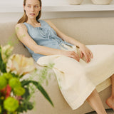 R: SION gathered linen skirt (Size: S; Color: Light Black Checks)