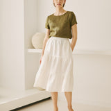 MAGNOLIA tiered linen skirt
