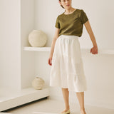 MAGNOLIA tiered linen skirt