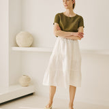 MAGNOLIA tiered linen skirt
