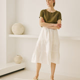 MAGNOLIA tiered linen skirt