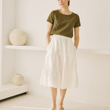 MAGNOLIA tiered linen skirt