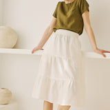 MAGNOLIA tiered linen skirt