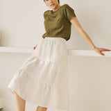 MAGNOLIA tiered linen skirt