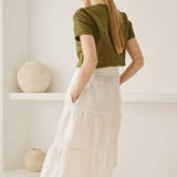 MAGNOLIA tiered linen skirt