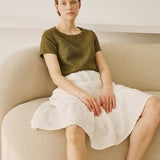 MAGNOLIA tiered linen skirt
