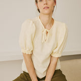 GUARDA puff sleeve linen top