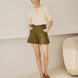 GUARDA puff sleeve linen top