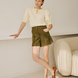 GUARDA puff sleeve linen top