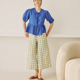 MELINA bow tie linen blouse