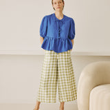 MELINA bow tie linen blouse
