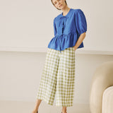 MELINA bow tie linen blouse