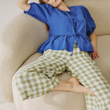 MELINA bow tie linen blouse
